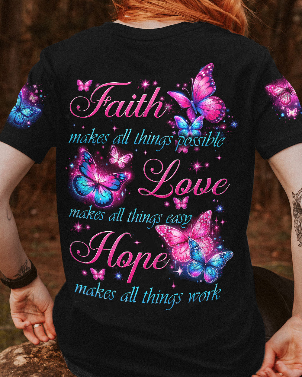 Faith Hope Love Butterflies Women's All Over Print Shirt - Tytd1006243