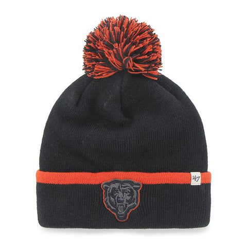 Chicago Bears 47 Brand Navy Orange Baraka Knit Cuffed Poofball