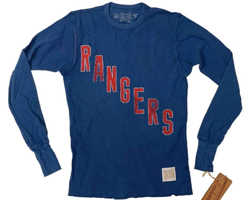 New York Rangers Retro Brand Women Blue Waffled Long Sleeve T Shirt Sporting Up