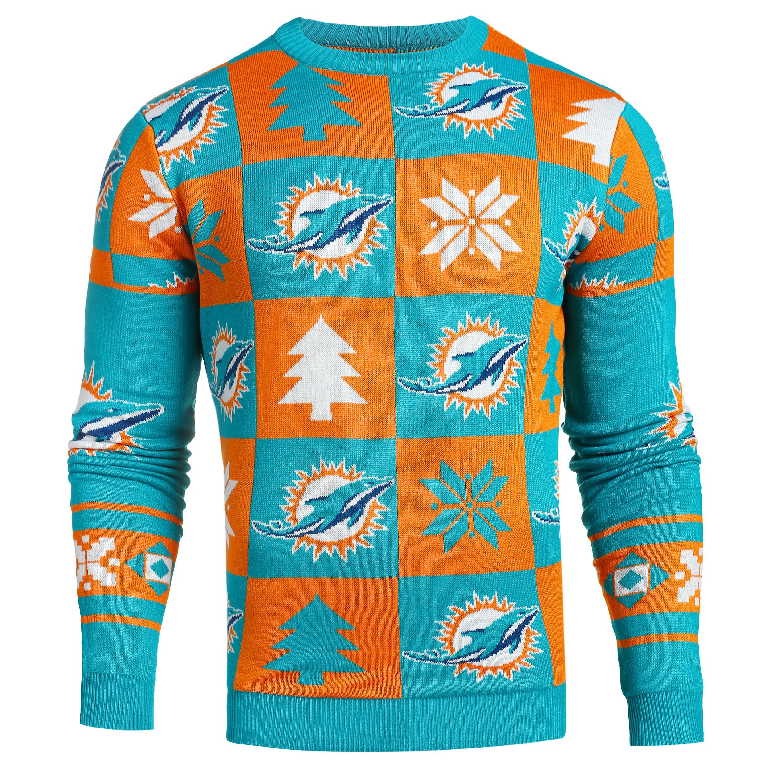 NFL MIAMI DOLPHINS PATCHES Ugly Sweater, X-Large – Ugly Christmas Sweater  Party