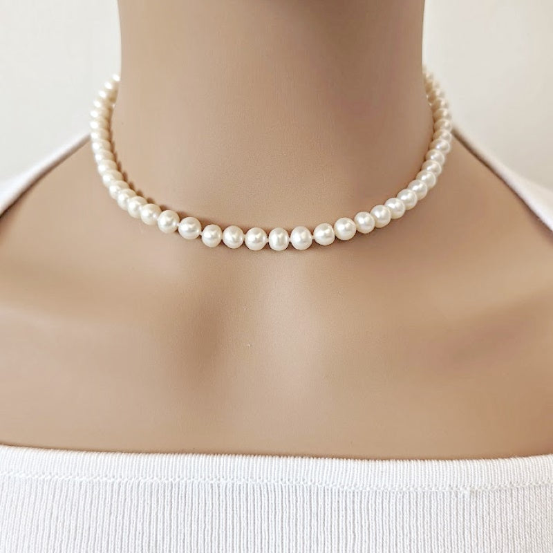Freshwater Pearl Line Necklace- Sterling Silver | Musemond