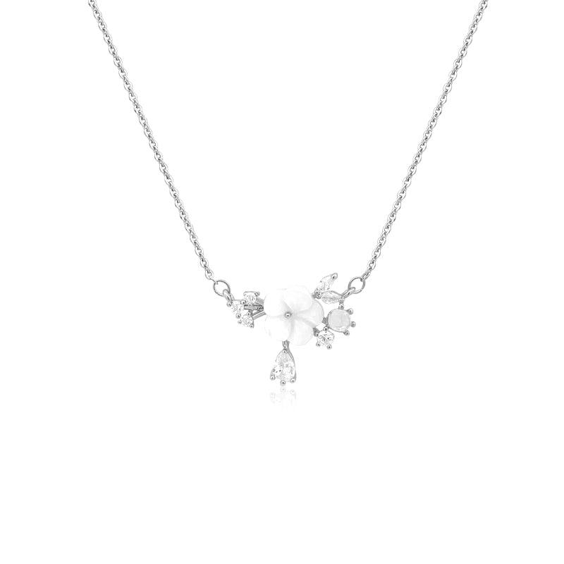diamond ~ mother-of-pearl ~ flower pendant necklace - jillijewels