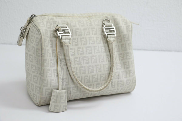 Fendi Vintage White Textured Leather Convertible Mini Handbag