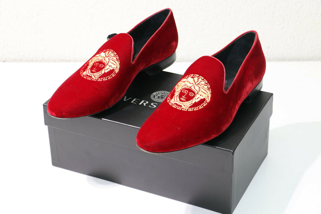red velvet versace loafers