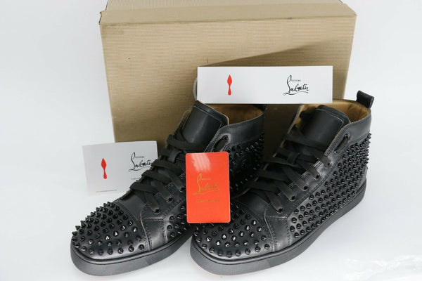 Christian Louboutin Mens Louis Spikes Flat Blue Suede High Top 45