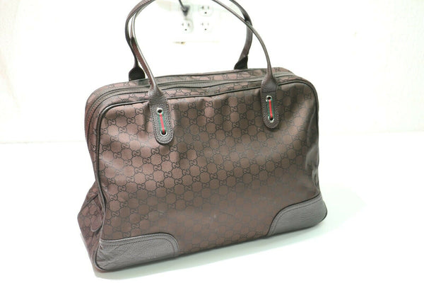 Gucci Brown Vintage GG Crossbody Bag Beige Dark brown Leather Plastic  ref.125598 - Joli Closet