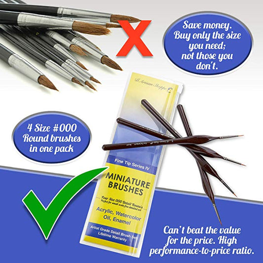 11pc Major Brushes Artists Fine Tip Detail Line Paint Brush Sets 00000 To 7  Kits