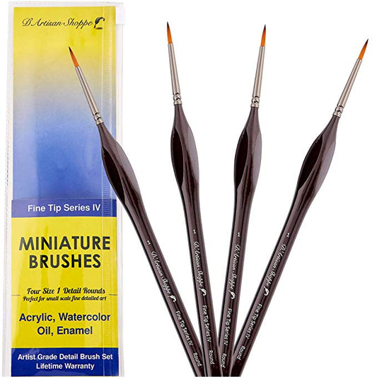 Small Paint Kolinsky Sable Brushes. Fine Tip Professional Micro Miniature Paintbrush for Watercolor Acrylic Oil Paint. 4pc Paint by Number for