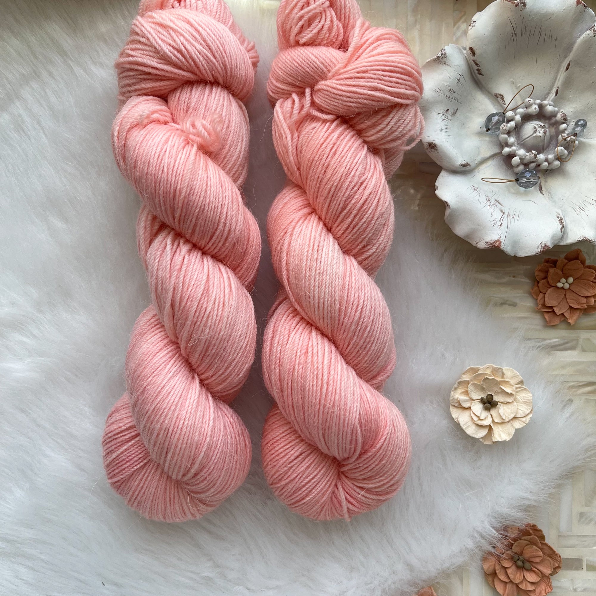 Soft Pink Silk/Wool Twine, Hand Spun - The Lesser Bear