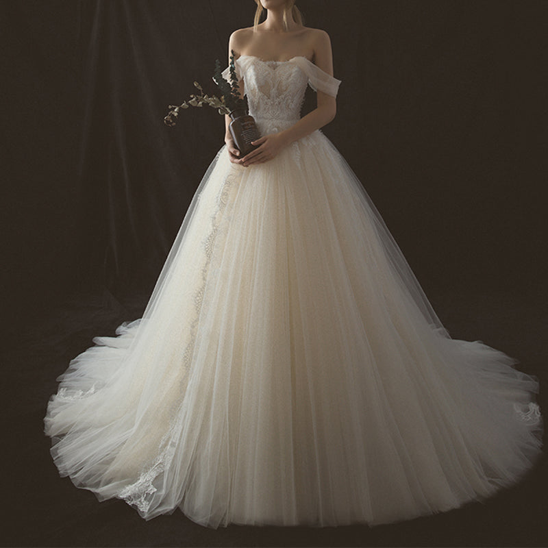 tulle wrap wedding dress