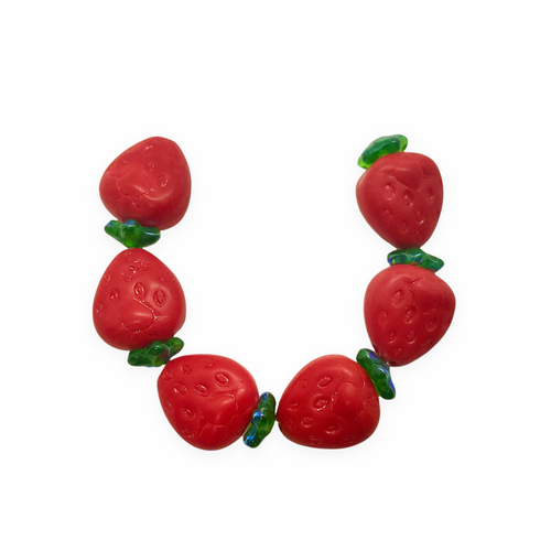 Czech glass strawberry fruit shaped beads charms & caps 6 sets red ora –  Orange Grove Beads