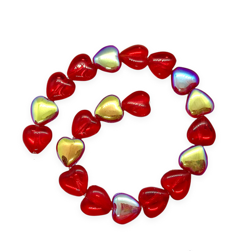 Czech glass strawberry fruit shaped beads 12pc translucent red matte 1 –  Orange Grove Beads