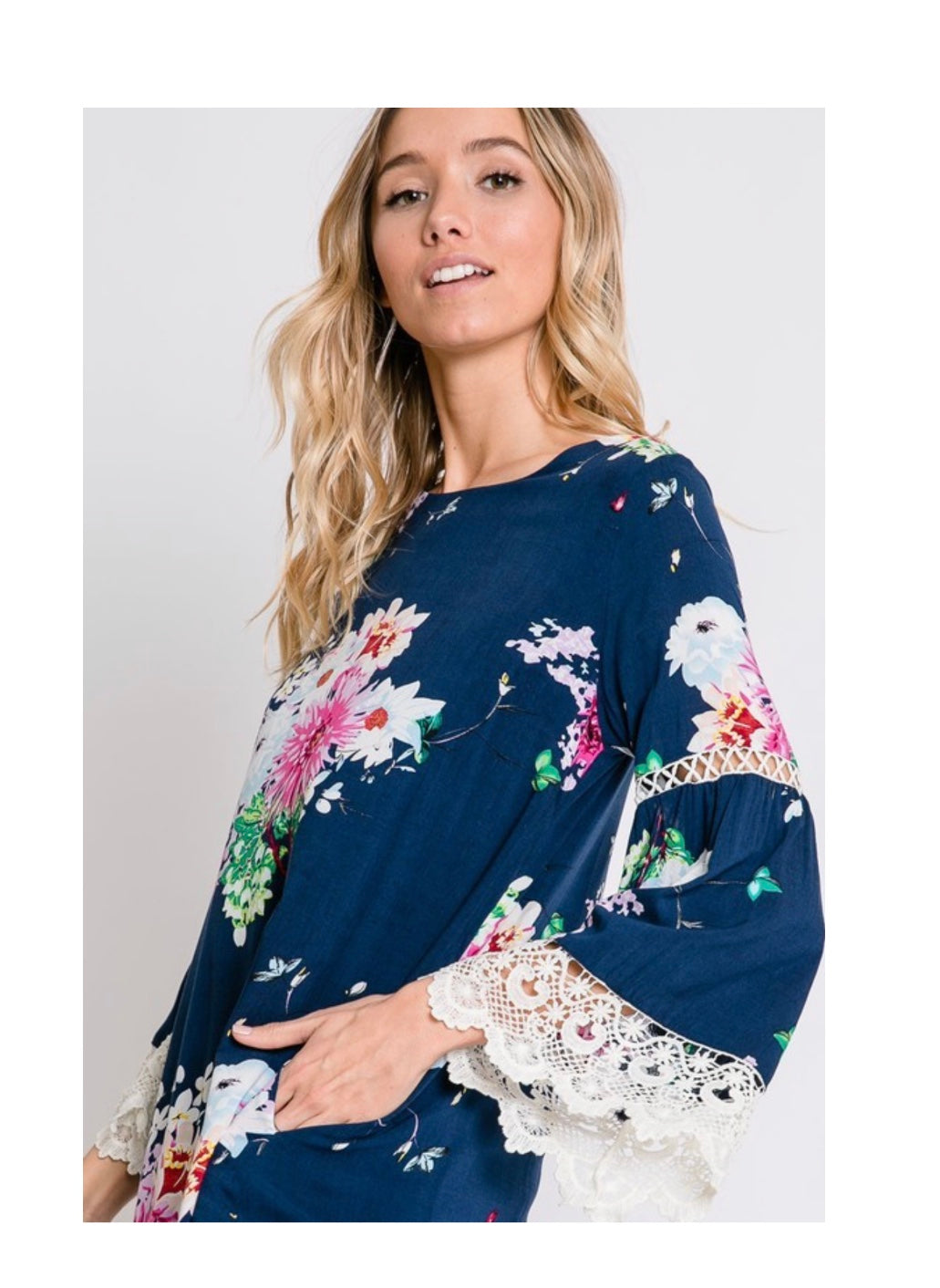 floral bell sleeve dress