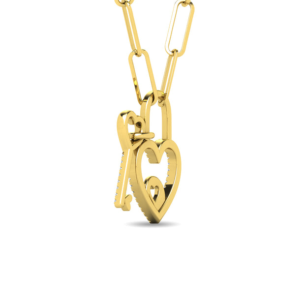 1/5 CT. T.W. Diamond Lock Necklace in 10K Gold