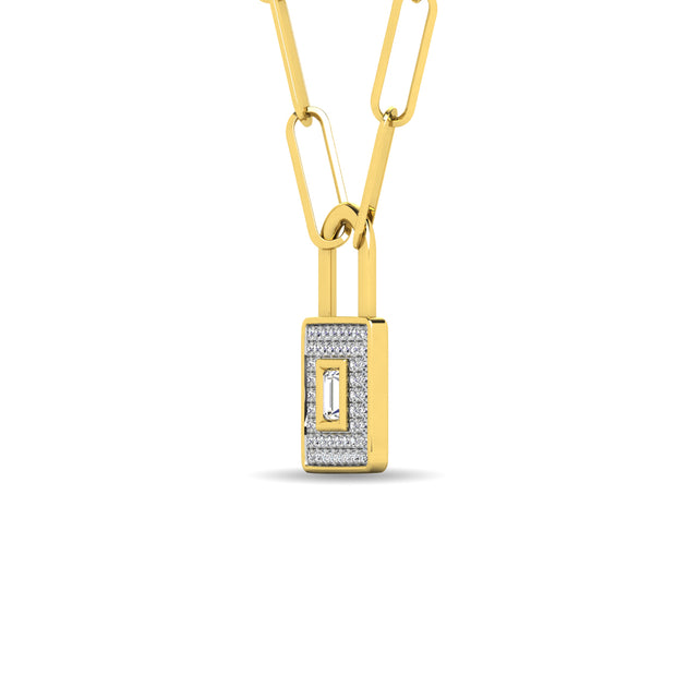 1/5 CT. T.W. Diamond Lock Necklace in 10K Gold