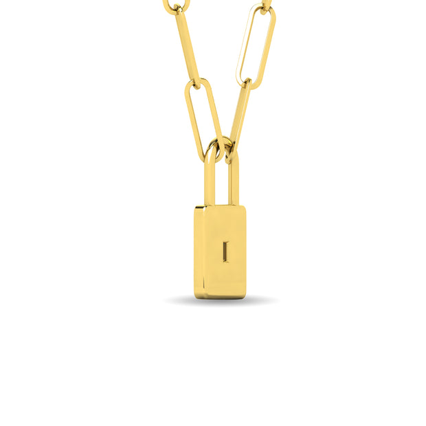 1/5 CT. T.W. Diamond Lock Necklace in 10K Gold