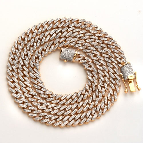 14k Tri Tone Gold Diamond Cuban Chain 11.42 Ctw