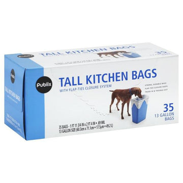 Publix Tall Kitchen Garbage Bags, with Drawstring Closure System, 13-Gallon