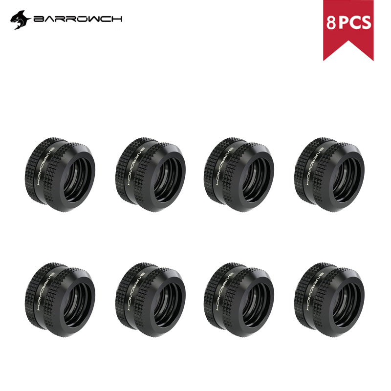 Barrowch 8 Pcs Hard Tube Fitting For OD 12/14/16mm , Aluminum