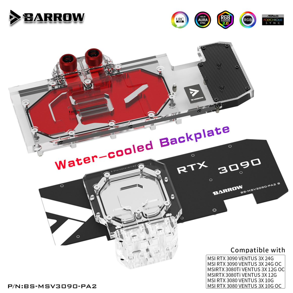 Barrow-Msi 3090ウォーターブロック，3080 rtx Gaming x，tio 10g，5v