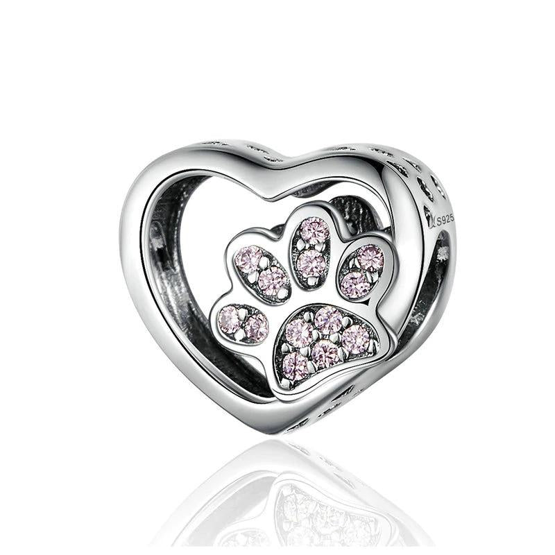 Paw Print in Heart Charm - The Silver Goose NZ product image