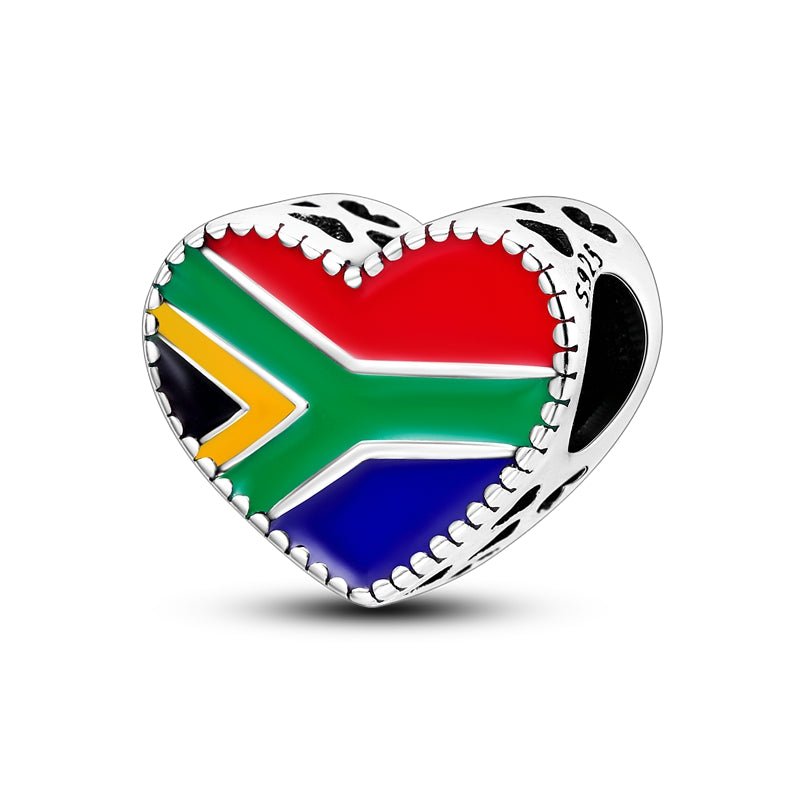 South African Flag Heart Charm - The Silver Goose NZ product image