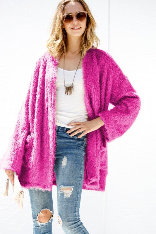 Magenta Shaggy Cardigan – Hippie Vibe Tribe