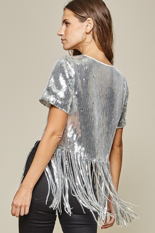 fringe sequin top