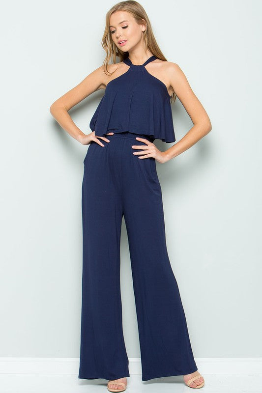 Navy Blue Halter Jumpsuit – Hippie Vibe Tribe