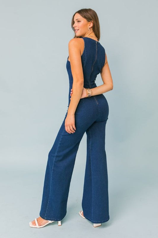 Indigo Denim Sleeveless Jumpsuit. – Hippie Vibe Tribe