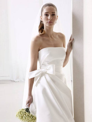 straight neckline wedding dress