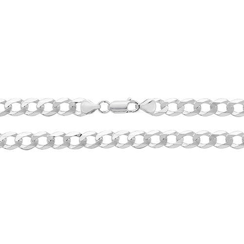 SOLID 925 Sterling Silver Mens 7mm Flat Open Curb Chain 18