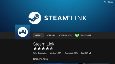 Click and install Steam link