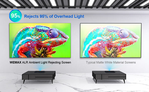 ALR screen and a regular projector screen comparison