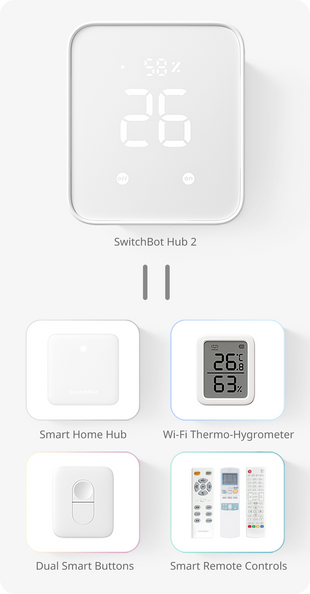 SwitchBot Hub 2 (Matter), WiFi Thermometer Hygrometer, IR Remote Control, Smart Remote and Light Sensor