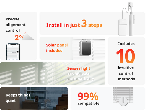 The world's easiest solar-powered smart blinds. Here to help make your blinds smart instantly.