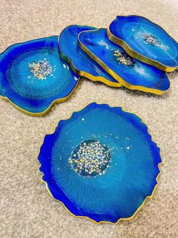 Tea Coaster , Sea Coaster , Resin Coasters , Resin Coaster , resin art , Geode Coaster , geode , Coasters , Coaster Set , coaster , Blue Coaster , blue agate coasters set of 5 , blue agate coasters , agate slice coaster , agate coasters uk , agate coasters , agate coaster