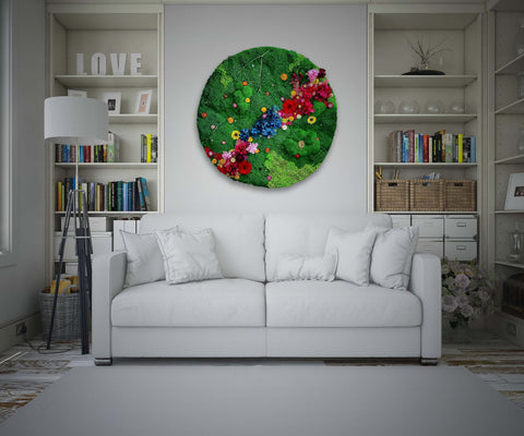 Round moss wall, moss art, bespoke living wall art