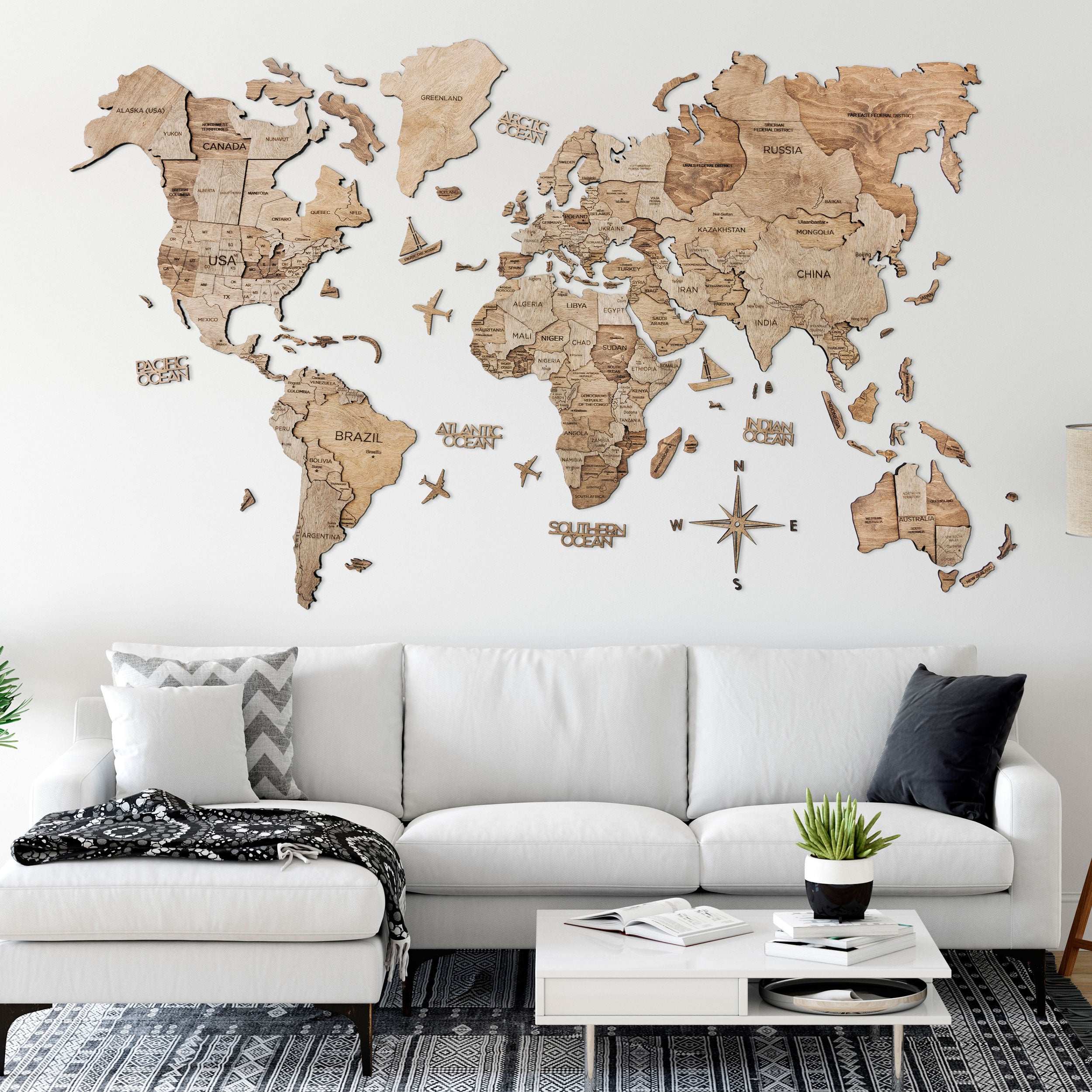 3d Wood World Map テラカラー 壁掛け木製世界地図 翌日出荷 Enjoy The Wood 日本公式サイト 壁掛け木製世界地図 通販