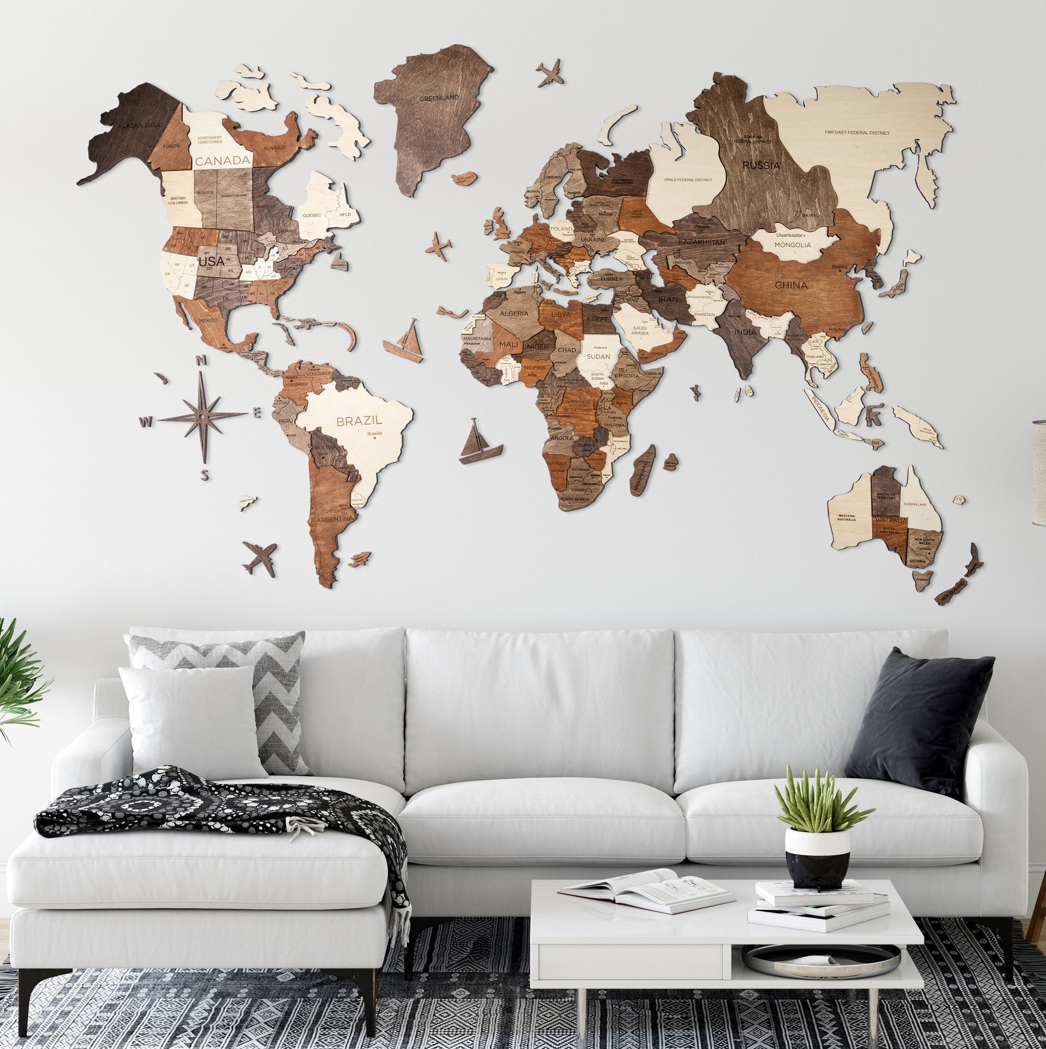 3D Wood World Map ブラック 壁掛け木製世界地図【翌日出荷】 – Enjoy