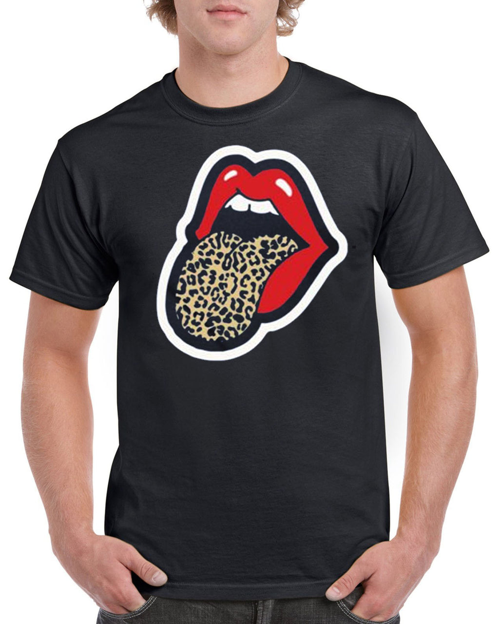 red lips leopard tongue shirt