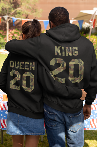 camo king and queen hoodies