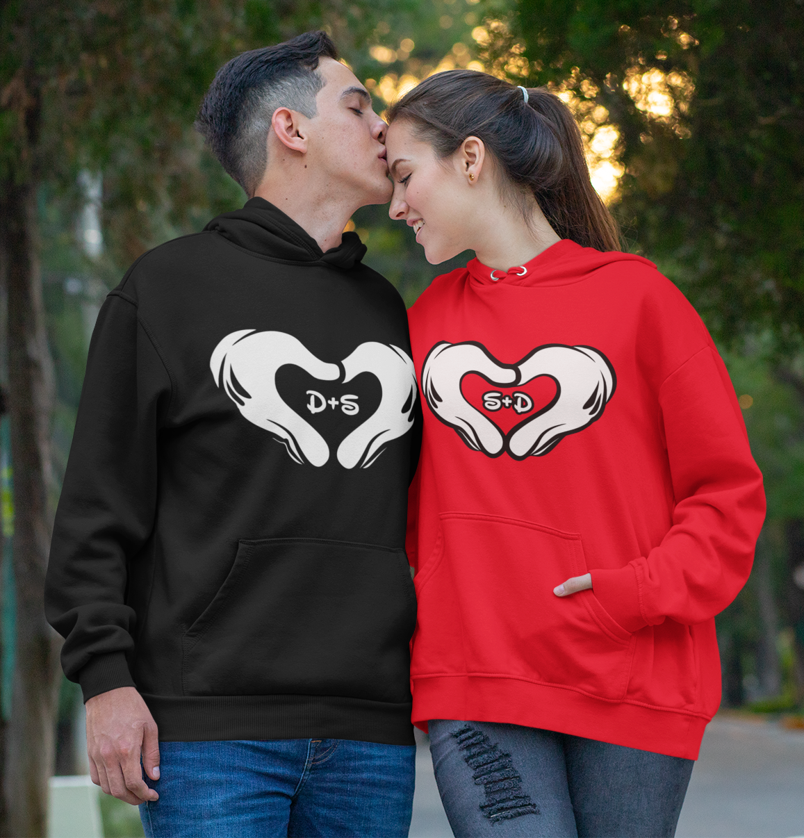 custom matching couple hoodies