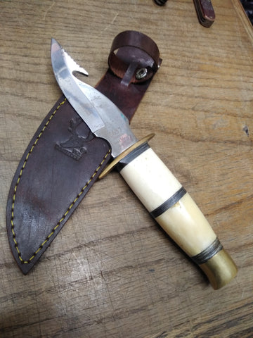 Vintage Fiskars Fixed Blade Fishing Fillet Knife Sheath with sharpener –