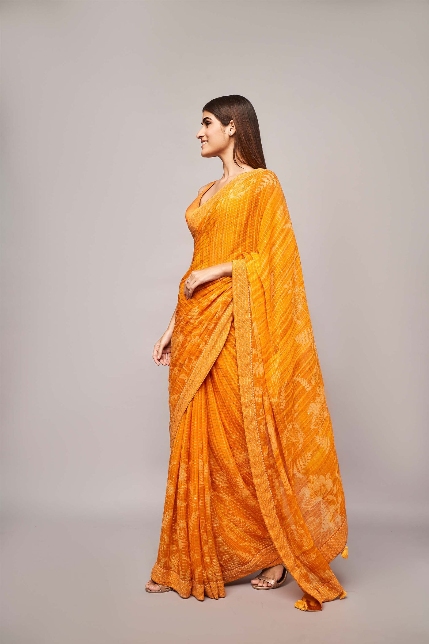 Anita Dongre Midha Saree Yellow FESTIVE indian womenswear designer wear online shopping melange singapore 