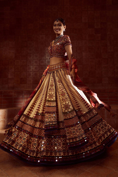 Dark Green Color Satin Material Heavy Work Kalidar Lehenga