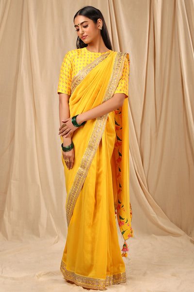 Buy Yellow Sarees for Women by GRANTHVA-FAB Online | Ajio.com