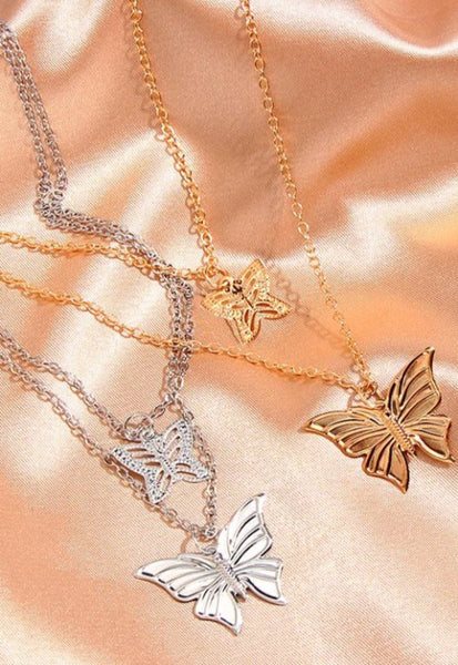 Download Layered Butterfly Necklace - Dainty Basics