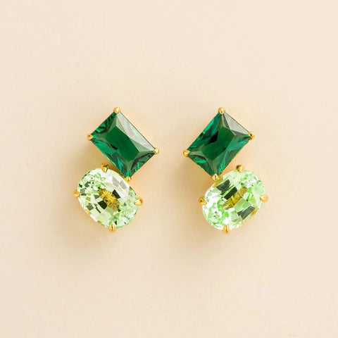 Buy Now Buchon Gold Earrings In Emerald and Green Sapphire By Bespoke Jewellery London