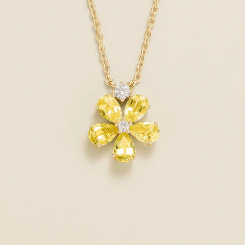 Florea Gold Necklace Yellow Sapphire and Diamond By Juvetti Online Jewellery London